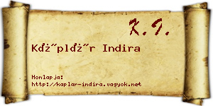 Káplár Indira névjegykártya